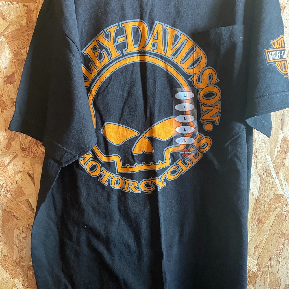 Harley-Davidson Black Tee with Orange Skull Logo